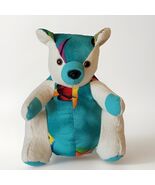 Prison Made Teddy Bear OOAK WW State Penitentiary Cloth Teal Aloha Flann... - $69.10