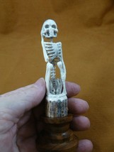 Skull-18 happy thoughts sitting Human skeleton figurine Bali carving body Skull - £50.59 GBP