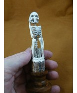 Skull-18 happy thoughts sitting Human skeleton figurine Bali carving bod... - $86.48 CAD