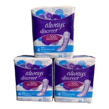 Lot of 3 Always Discreet Moderate Long Pads, 54-Ct Each, 162 Total, New &amp; Sealed - £53.24 GBP