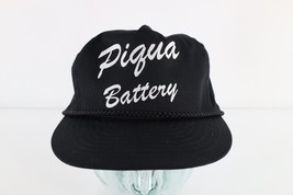 Vintage 80s Streetwear Spell Out Piqua Battery Roped Snapback Hat Cap Black - $29.65