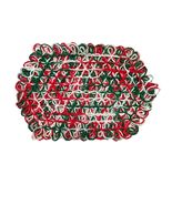 Vintage Crochet Placemat Lot Red Green White Christmas Set 11 Mid Centur... - $22.50