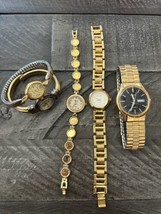Lot of 5 Gold Tone Men&#39;s Women&#39;s Watches Pulsar Advance Shannons Estate ... - $19.80