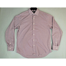 Saks Fifth Avenue Shirt Mens Size 17-36 Red Blue Checkered LS Slim Fit B... - $328.16 MXN