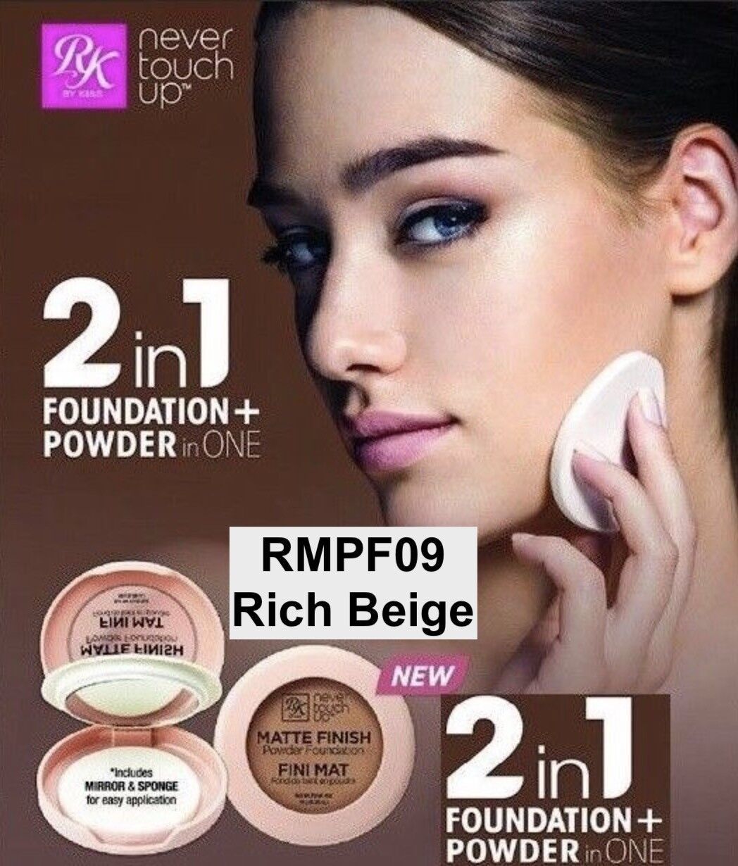RK BY KISS NEVER TOUCH UP MATTE FINISH POWDER FOUNDATION #RMPF09 RICH BEIGE - $3.59