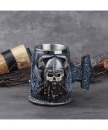 Danegeld Tankard Mug Stainless Steel Resin Skull Viking Coffee Beer Cup Men Gift - $42.95