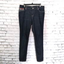 Baccini Jeans Womens 10 Embellished Plaid Pockets Dark Wash Skinny Stretch - $19.99