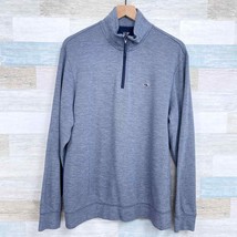 Vineyard Vines 1/4 Zip Pique Pullover Sweatshirt Blue Mock Neck Mens Large - $54.44