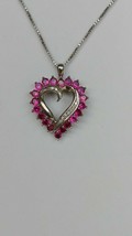 Samuel Aaron Open Heart Lab Created Ruby &amp; Diamond Heart Pendant &amp; Chain... - £39.77 GBP