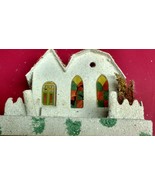 Vintage PUTZ Christmas Village Large Cardboard House Stained Glass Churc... - $65.48 CAD