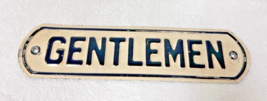 Small Vintage Metal Door Sign Raised Black Letters Gentlemen 10 1/2" Long - $34.16