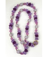 Vintage Miriam Haskell Flower Lavender Plastic Glass Beaded Necklace 29&quot;... - £135.44 GBP