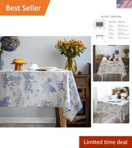 Farmhouse Style Blue Tablecloth 55x120 – Floral Design for All Occasions - $812.66 MXN