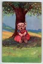 Bonzo Dressed Puppy Dog Under Tree Postcard Fantasy Anthropomorphic 1932 Vintage - £35.28 GBP