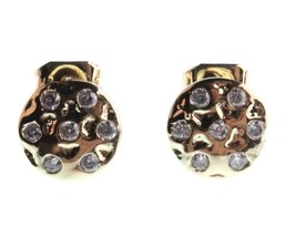 Kevia 18K Gold Plated Cubic Zirconia Crystal Round Button Post Stud Earr... - $9.99