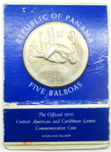 1970 Five Balboas Republic of Panama Commemorative Sterling Silver Coin - £75.84 GBP