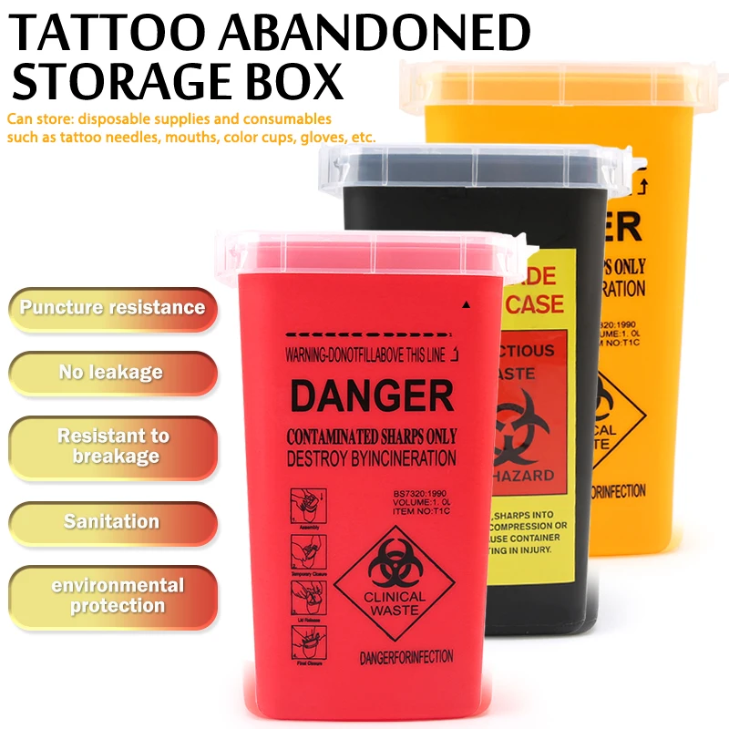 Sporting 1L Plastic Tattoo Waste Box Medical Supplies Container Disposable Micro - £23.52 GBP