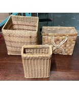 Set Of 3 Hand Woven, Wicker, Bamboo Baskets - $14.85