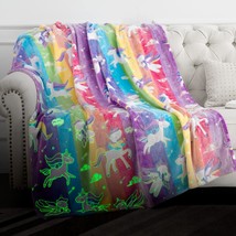 Glow In The Dark Blanket Unicorns Gifts For Girls - Funny Glowing Birthd... - £38.24 GBP