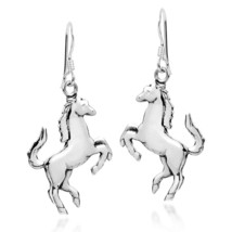 Prancing Equine Horse Sterling Silver Dangle Earrings - £16.77 GBP