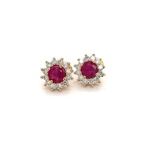 Natural Ruby Diamond Earrings 14k Yellow Gold 2.20 TCW Certified $2,595 121103 - £1,416.53 GBP