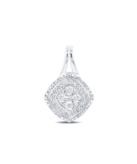 Sterling Silver Round 1/8 ctw Diamond Offset Square Pendant - $429.79 CAD