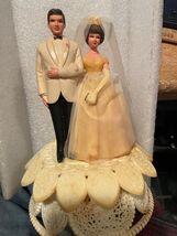 Vintage 7" Plastic Wilton Wedding Couple Cake Topper Pre-Owned w/Wear DMB - $19.99