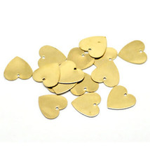 10 Heart Charms Stamping Blanks Brass Pendants Metal Stamping 13mm - £3.35 GBP