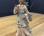 Beautiful Angel with Tin Wings Basket of Flowers Figurine Knick Knack KG JD - £19.78 GBP