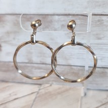 Vintage Screw On Earrings Twisted Circle Large Dangle - £10.31 GBP