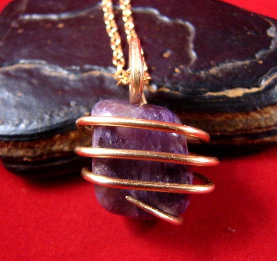 SALE Grape Purple Russian Charoite Pendant Bronze Merlin&#39;s Gold 21 - $44.00