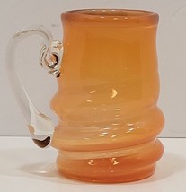 4 3/4&quot; Orange Swirl Glass Mug with Applied Handle - £18.35 GBP