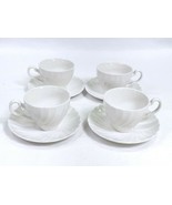 Vtg Johnson Brothers Ironstone Cup Saucer Set of 4 Regency White Swirl C... - $19.59