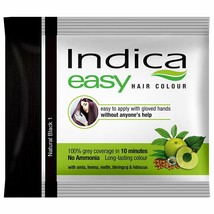 Indica Easy Long Lasting Natural Black Hair Color In 10 Min, 25ml x 5 Sachets - £13.80 GBP