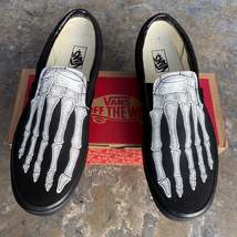 Custom Skeleton Feet X-Ray Vans ALL BLACK Slip Ons - Men&#39;s And Women&#39;s S... - £133.52 GBP