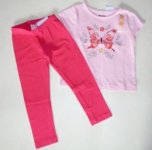 NWT Gymboree Toddler Girls Size 2T Pink Butterfly Tee  Leggings  Set NEW - £14.11 GBP