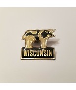 Vintage Wisconsin Black White Dairy Cow Enamel Travel Pin - $9.78