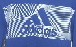 Adidas Bright Blue White Medium 10-12 Pullover Hoodie with Front Pocket image 3