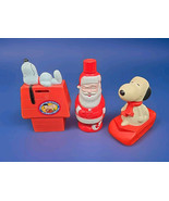 1 Santa Claus Soaky Bottle 1960s &amp; Snoopy 1 Bank &amp; Avon 1 Sled Bubble Ba... - $21.78