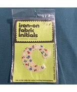 Freelance Iron-On Fabric Initials 2” C Beige Floral Blue Red Flowers - $7.91