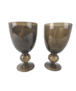 Pair of Smoke Gold-Gray Art Glass 6.5&quot; Drinking Water Wine Goblet Glasse... - £22.77 GBP