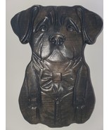 Handmade Carved Wood Wall Décor - Dog Wearing Suspenders | Rustic Animal - $425.19 MXN