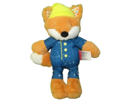 10" Infantino Plush Baby Fox Blue Star Pajamas Yellow Cap Orange Puppy Lovie Toy - $9.45