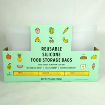 New Set of 3 Trader Joe&#39;s Seasonal Item Silicone Reusable Food Storage Bags - £18.35 GBP