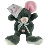 Snuggle Buddies Mouse Plush Toy Zipper Pouch Gray WITH Kids’ Slippers - £46.30 GBP