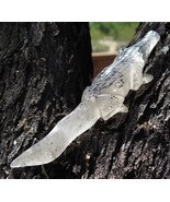 BEAUTIFUL HAND CARVED BLACK TOURMALINE IN QUARTZ CROCODILE - ALLIGATOR 4... - $231.88