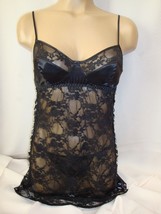 New Victoria&#39;s Secret LACE-UP Side SATIN/LACE Babydoll CHEMISE/V-STRING Black S - £19.09 GBP