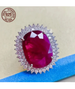 Cubic Zirconia Sterling Silver Ruby-Red Engagement Ring Anniversary - $25.69