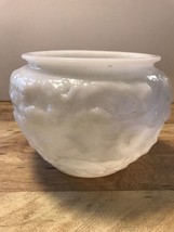 Vtg E O Brody Milk Glass Textured Crinkle Planter Vase Cleveland OH G108 4-3/4” - $10.88