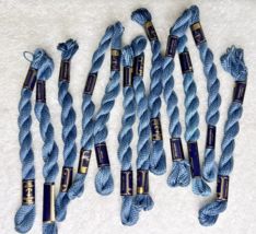 12 MINT Anchor Perle Pearl Cotton #921 Blue Embroidery Floss Vintage Skein - $18.32